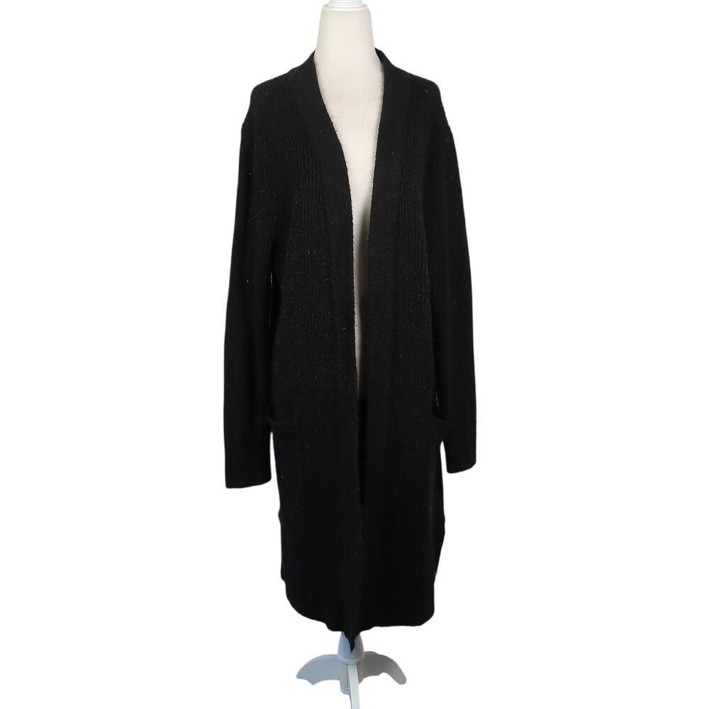 Vintage Linea Black Knit Mid Length Slouchy Duster Cardigan Sweater XL